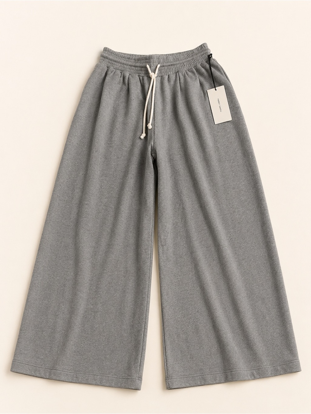Wide-Leg Drawstring Track Pants in Grey